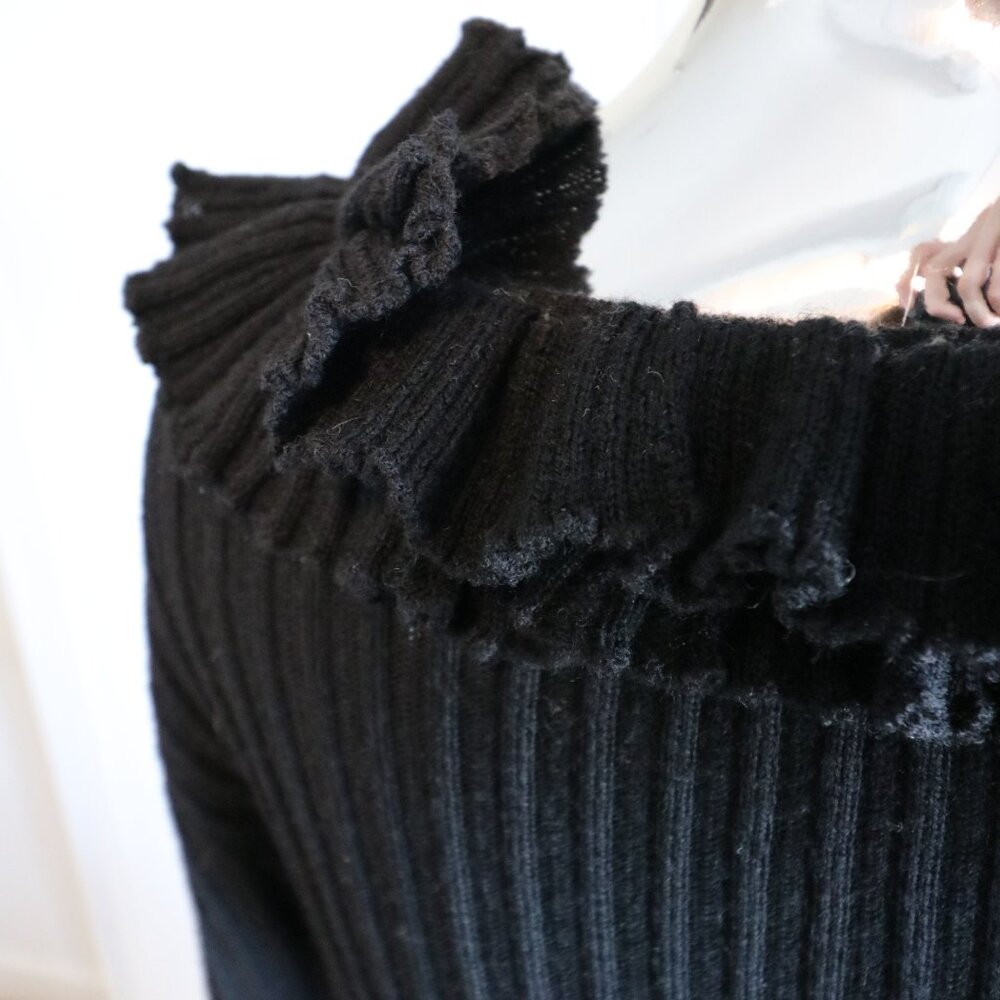 Black Sweater With Ruffles - Picture 4 of 5